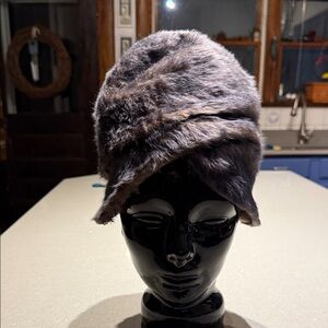 Vintage Saks Elegant Taupe Faux Fur cloche